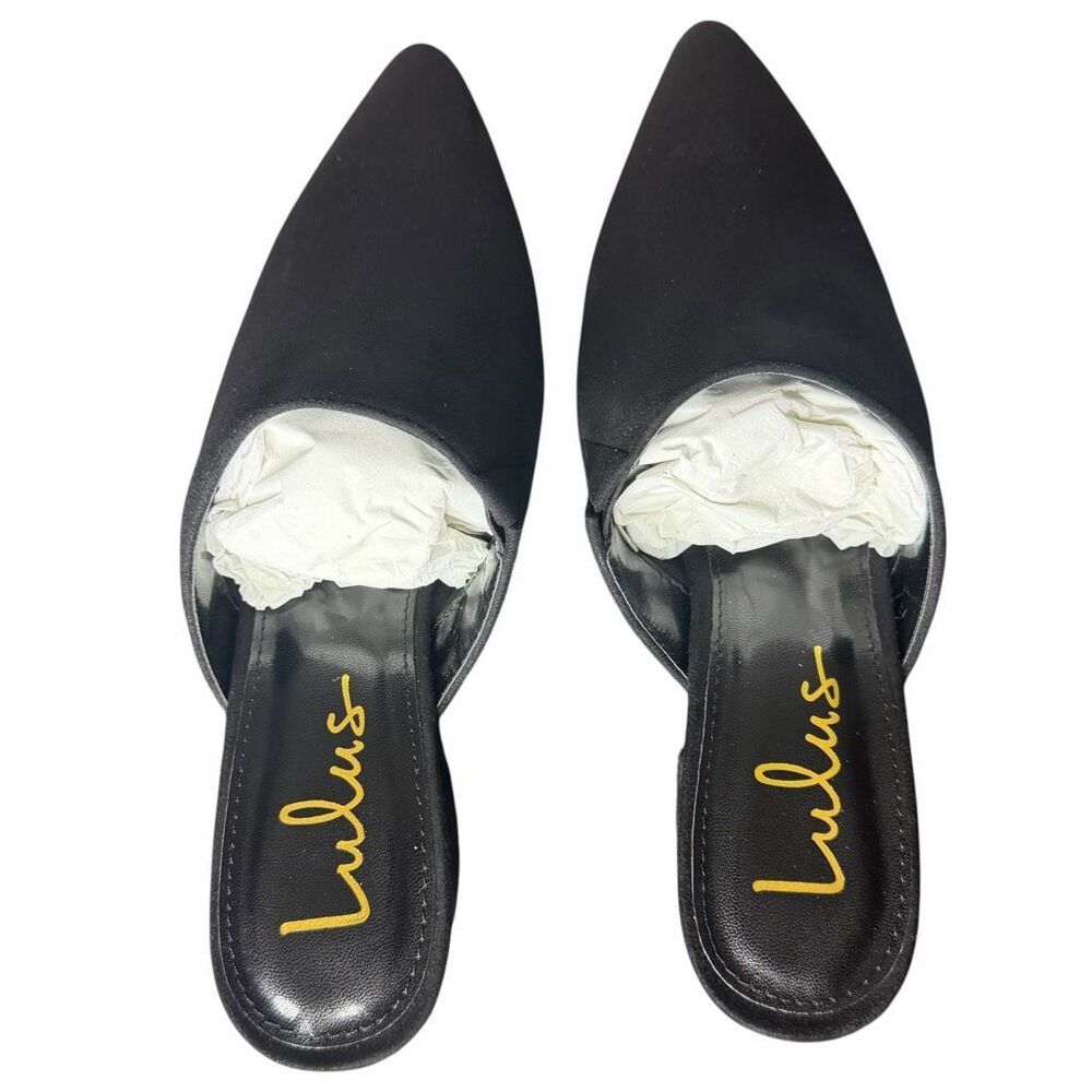 NEW Lulus Jaymes Black Faux Suede Pointed Toe Mules Block Heel Size 8 (2) - Picture 8 of 12